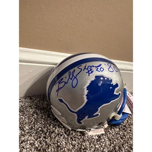 Billy Simms signed "80 ROY" autographed Detroit Lions Vintage Mini Helmet JSA - Picture 2 of 4